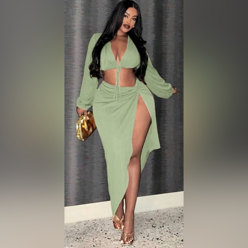 Gorgeous sage green skirt set